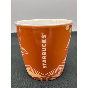 Starbucks 2013 3 fl oz Ceramic Mug Orange & Gold Geometric Design Microwave & Di